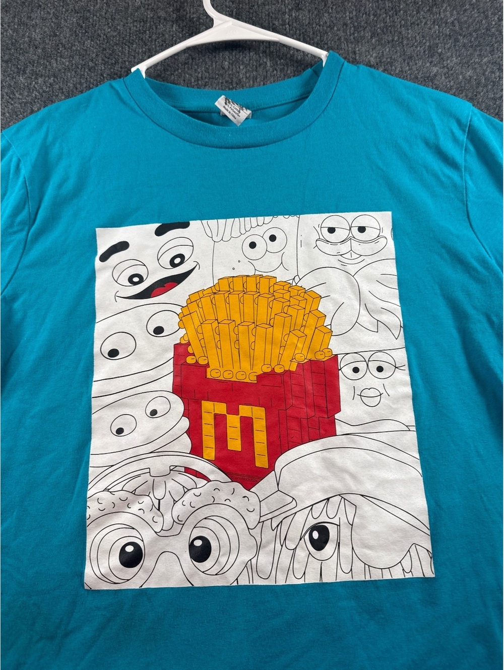 McDonald's Fry Friends Graphic T-Shirt Turquoise Blue Adult M